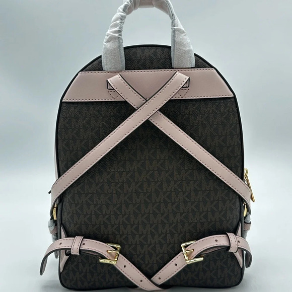 Michael Kors Medium Jaycee Zip Packet Backpack Brown/Light Pink - Picture 5 of 14